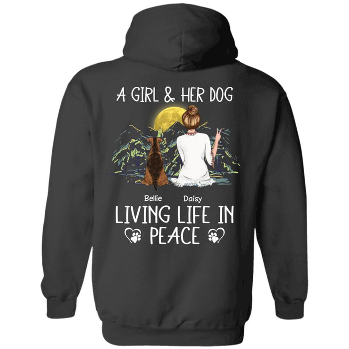 Girl & Her Dog Living Life In Peace Personalized Back T-shirt TS-NB1979