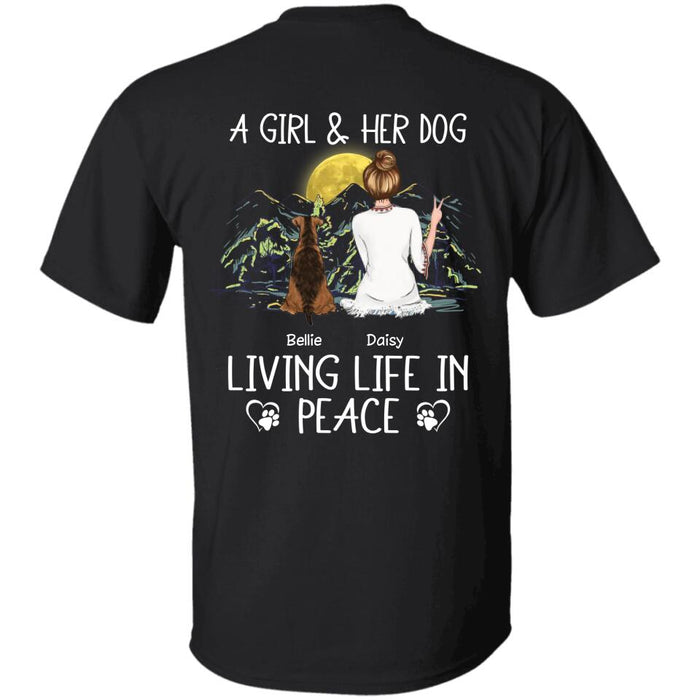 Girl & Her Dog Living Life In Peace Personalized Back T-shirt TS-NB1979