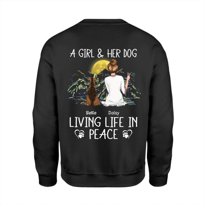 Girl & Her Dog Living Life In Peace Personalized Back T-shirt TS-NB1979