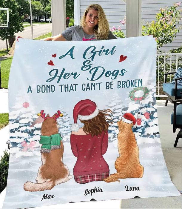 A Girl & Her Dog A Bond That Can't Be Broken Personalized Blanket B-NB2137