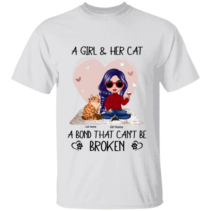 A Girl & Her Cat A Bond That Can't Be Broken Personalized T-shirt TS-NB1658