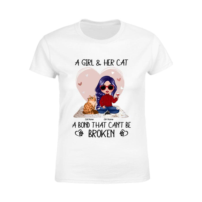 A Girl & Her Cat A Bond That Can't Be Broken Personalized T-shirt TS-NB1658