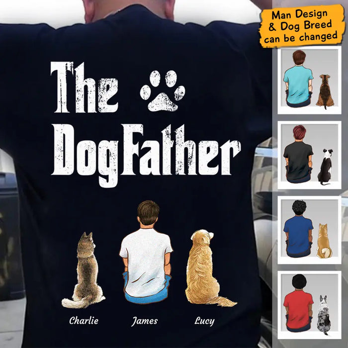 "The Dog Father" man, dog and cat personalized Back T-shirt