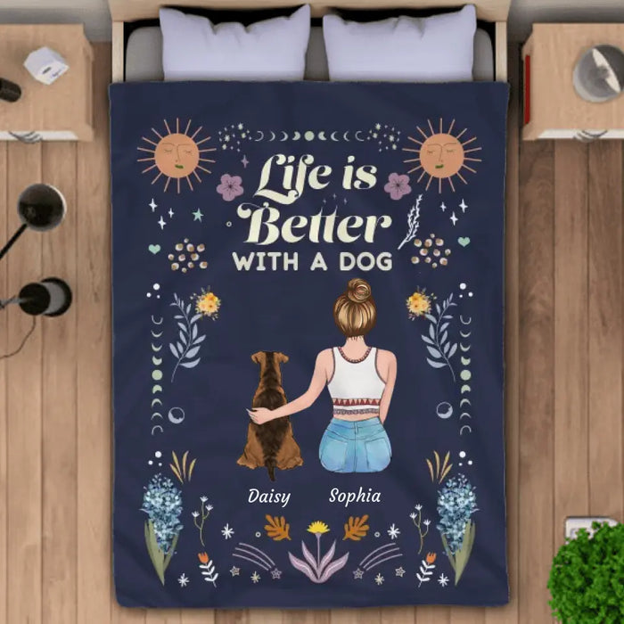 Life Is Better With Dogs - Personalized Blanket - Gift For Dog Lovers B-TT3329