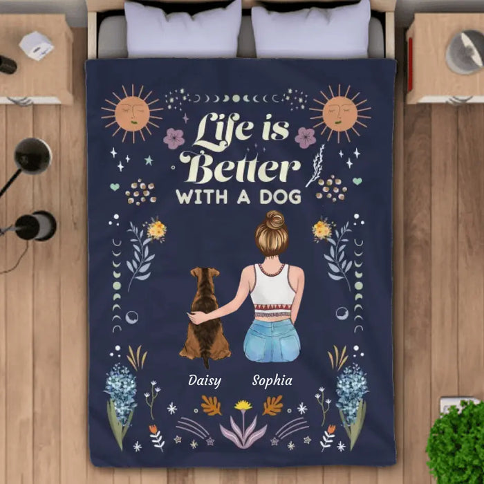 Life Is Better With Dogs - Personalized Blanket - Gift For Dog Lovers B-TT3329