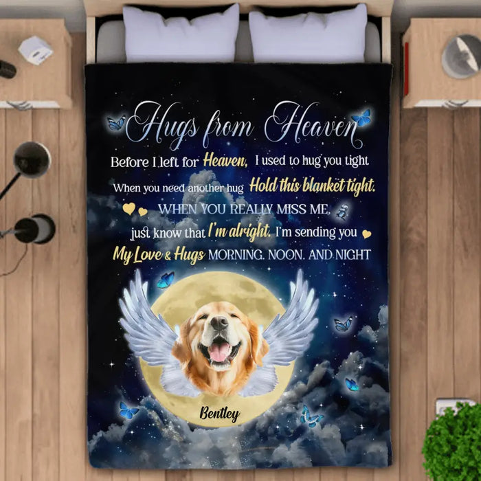 Hugs From Heaven - Personalized Blanket - Gift For Dog Lovers B-TT3407