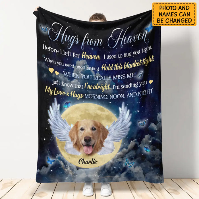 Hugs From Heaven - Personalized Blanket - Gift For Dog Lovers B-TT3407