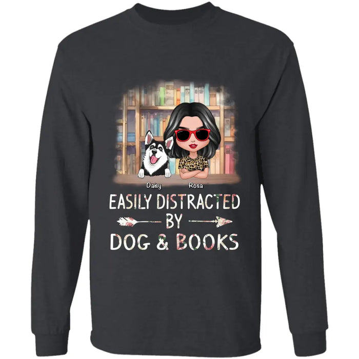 Easily distracted by dogs & books  - Personalized T-Shirt - Dog Lovers TS-TT3434