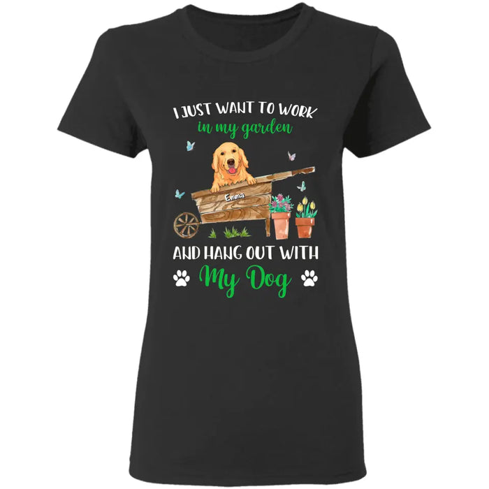 Work In My Garden & Hang Out With My Dog - Personalized T-Shirt - Dog Lovers TS-TT3430