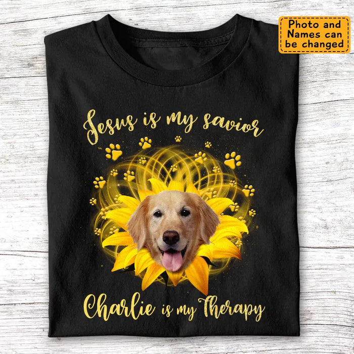 Jesus Is My Savior, Dog Is My Therapy - Personalized T-Shirt - Dog Lovers TS-TT3470