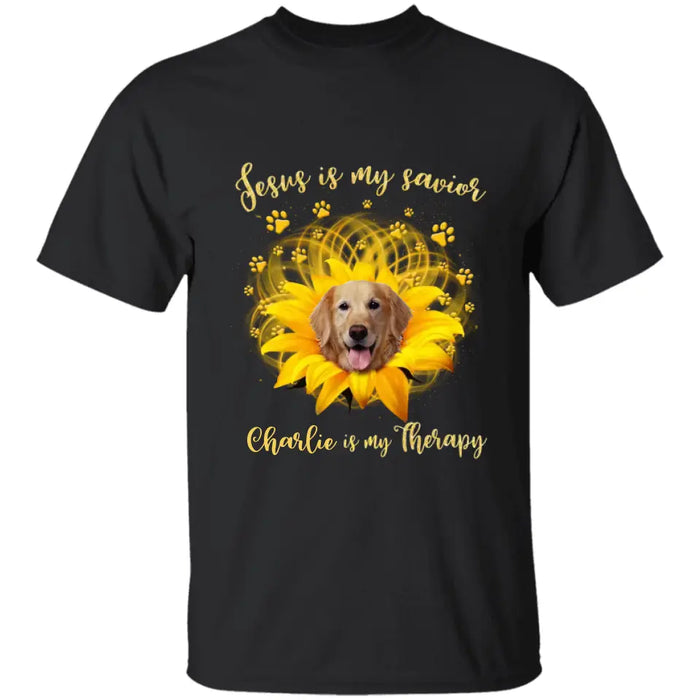 Jesus Is My Savior, Dog Is My Therapy - Personalized T-Shirt - Dog Lovers TS-TT3470