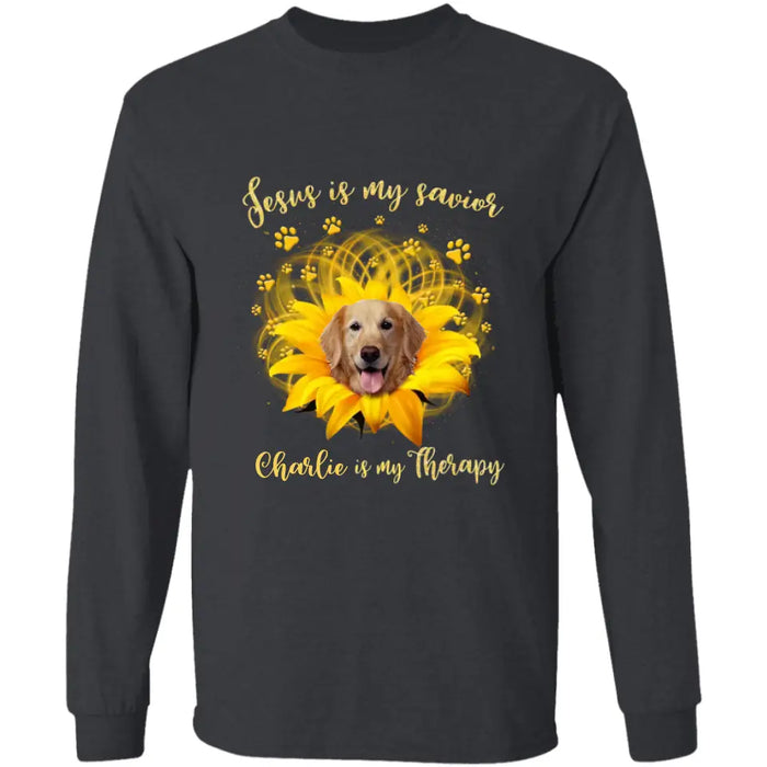 Jesus Is My Savior, Dog Is My Therapy - Personalized T-Shirt - Dog Lovers TS-TT3470