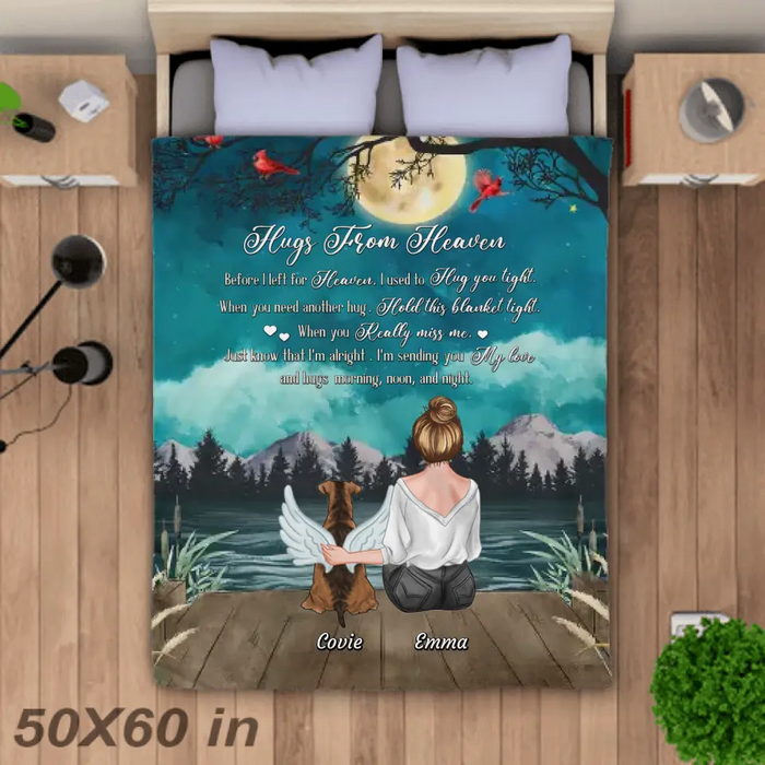 Hugs From Heaven - Personalized Blanket - Gift For Dog Lovers B-TT3406