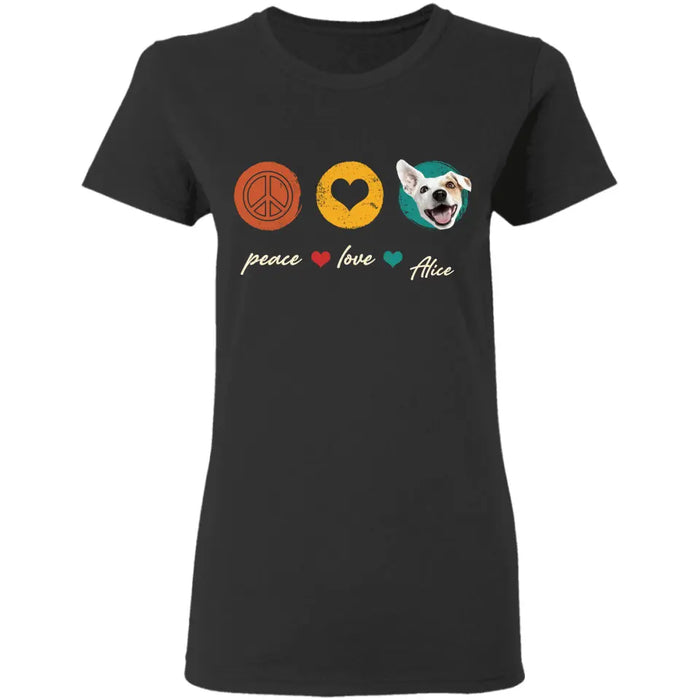 Vintage Peace Love Dog - Personalized T-Shirt TS - PT3479