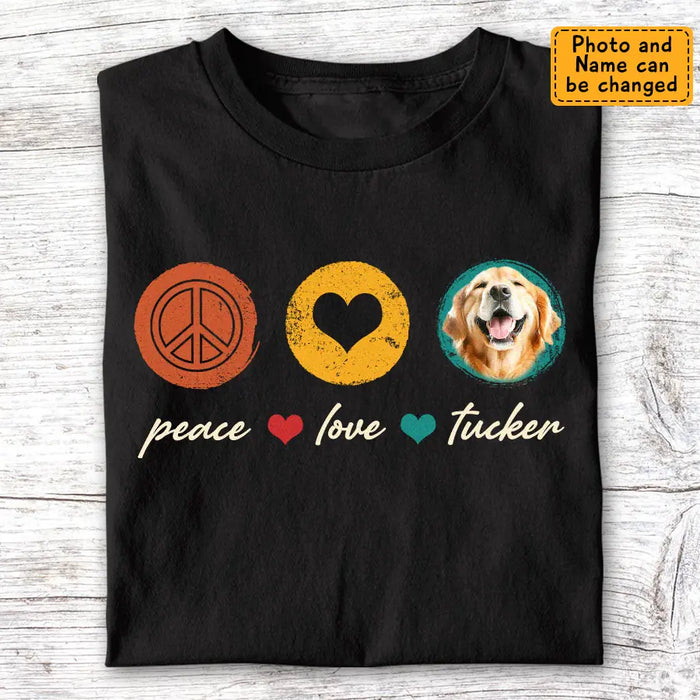 Vintage Peace Love Dog - Personalized T-Shirt TS - PT3479