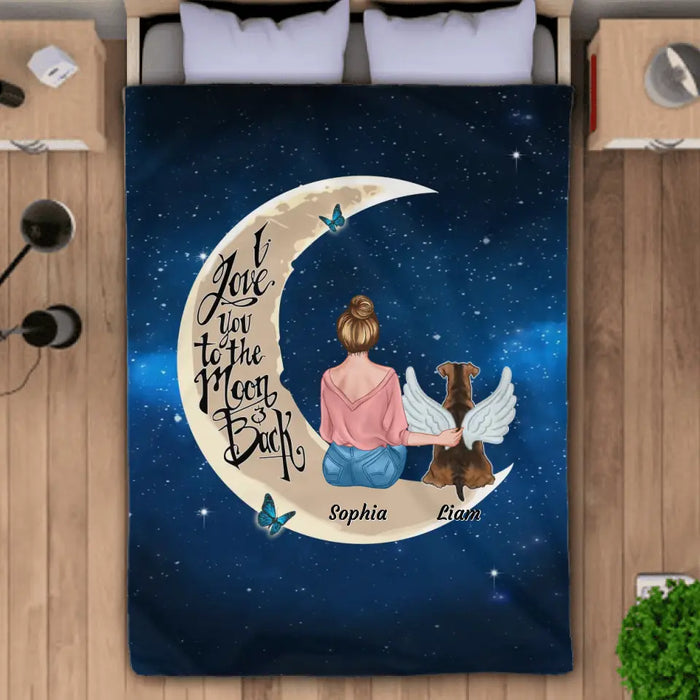 I love you to the moon and back  - Personalized Blanket - Gift For Dog Lovers B-TT3378