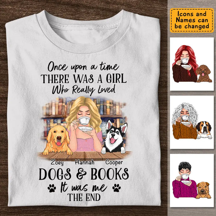 There Was A Woman Who Really Loved Dogs & Books - Personalized T-Shirt - Dog Lovers TS-TT3472