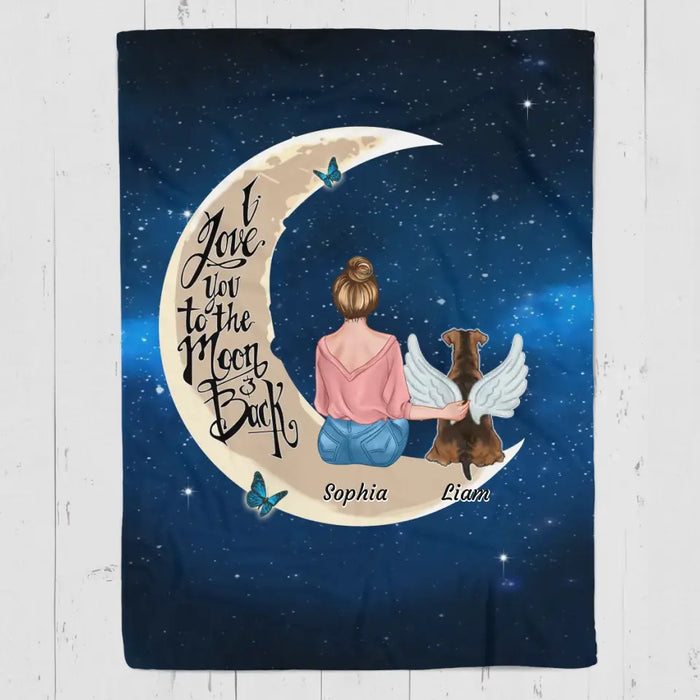 I love you to the moon and back  - Personalized Blanket - Gift For Dog Lovers B-TT3378