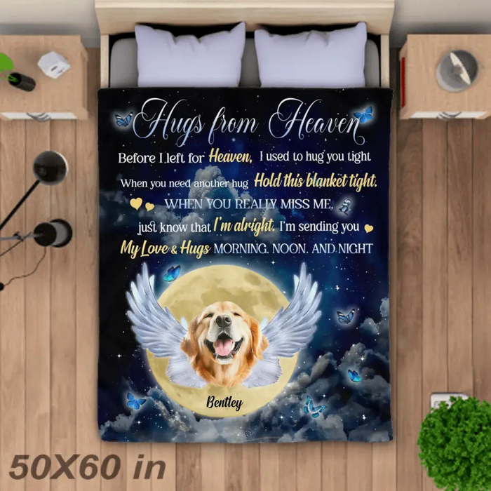 Hugs From Heaven - Personalized Blanket - Gift For Dog Lovers B-TT3407