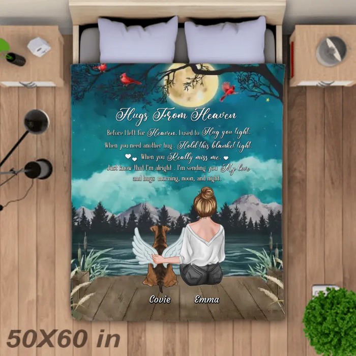 Hugs From Heaven - Personalized Blanket - Gift For Dog Lovers B-TT3406