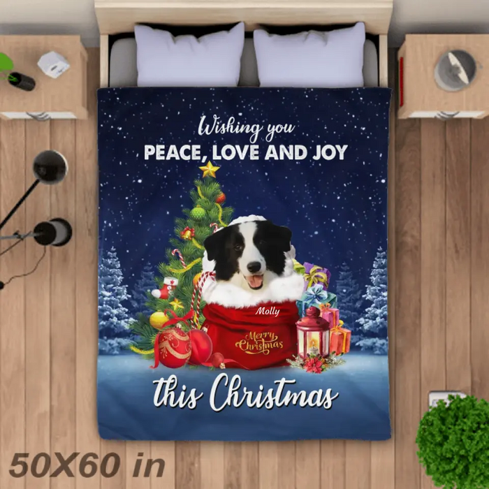Wishing You  Peace, Love and Joy - Personalized Blanket - Gift For Dog Lovers B - TT3493