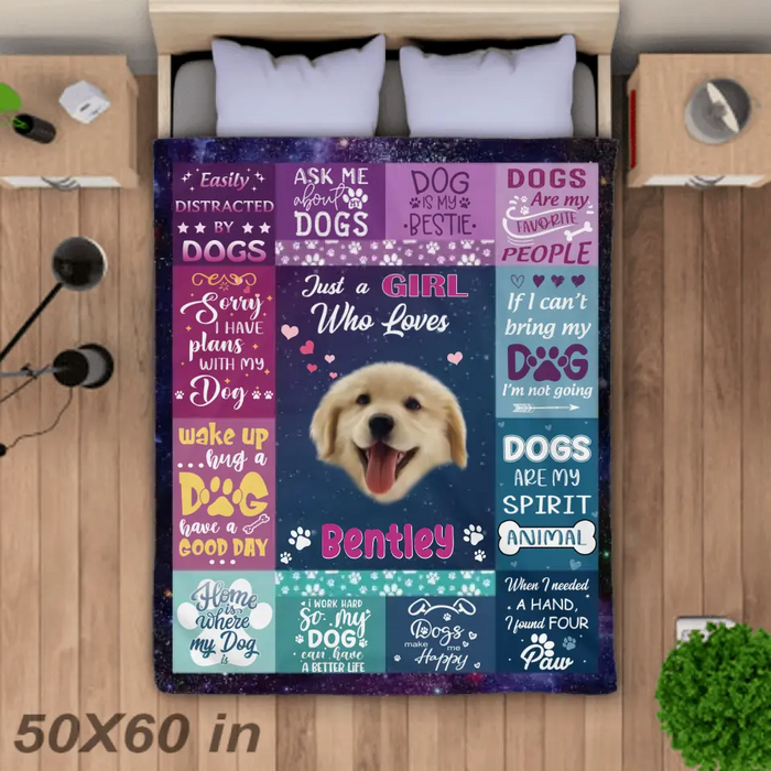 Just A Girl Who Love Dogs - Personalized Blanket - Dog Lovers B - TT3565