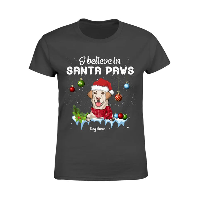 I Believe In Santa Paws Personalized Dog T-shirt TS-NN425