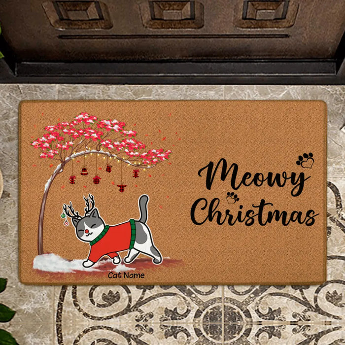 Meowy Christmas Personalized Cat Doormat DM-NB450