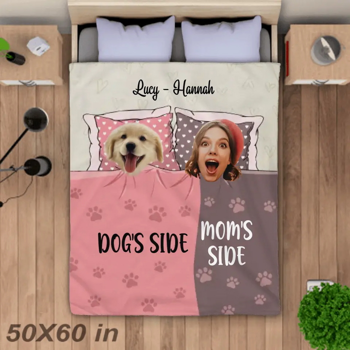 Dog's Side, Mom's Side - Personalized Blanket - Dog Lovers B - TT3550