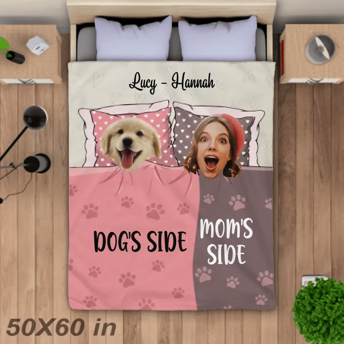 Dog's Side, Mom's Side - Personalized Blanket - Dog Lovers B - TT3550