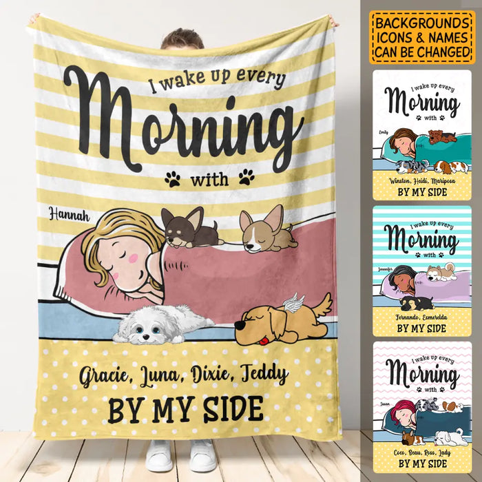 I Wake Up Every Morning with Charlie by my side- Personalized Blanket - Dog Lovers B - TT3496