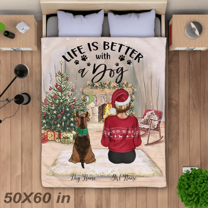 Life is better with dogs Personalized Blanket B-NB350
