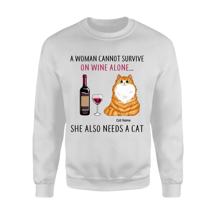 Funny Cat Mom Loves Wine Personalized T-Shirt TS-PT846