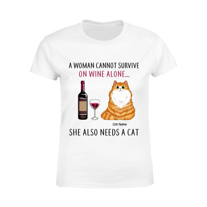 Funny Cat Mom Loves Wine Personalized T-Shirt TS-PT846
