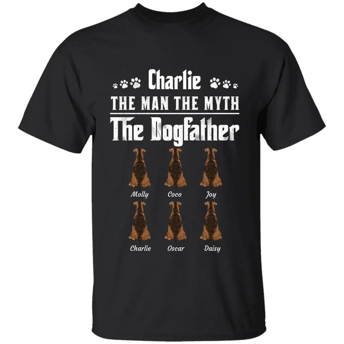 Your Name/The Man The Myth The Dogfather/Catfather/Petfather" man and dog personalized T-shirt