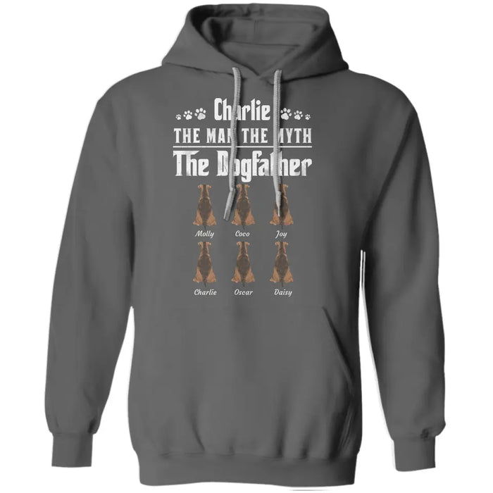 Your Name/The Man The Myth The Dogfather/Catfather/Petfather" man and dog personalized T-shirt