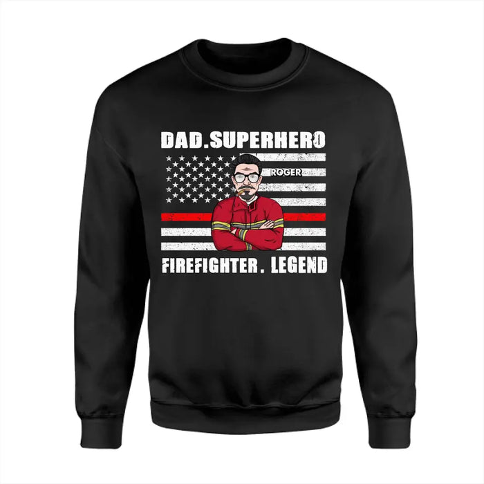 Dad Superhero Firefighter Legend Personalized Apparel - Gift For Father TS - PT3743