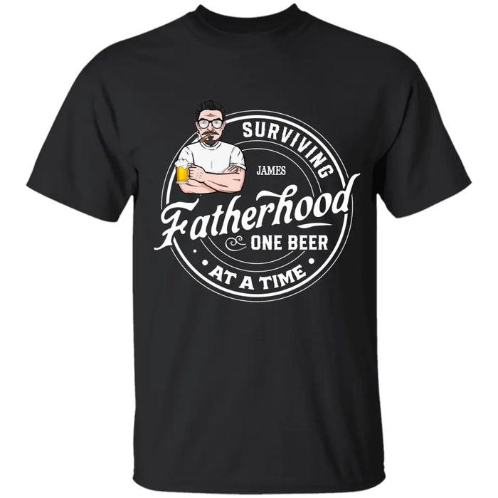 Surviving Fatherhood One Beer At A Time  - Personalized T-Shirt - Gift For Father's Day TS - PT3769