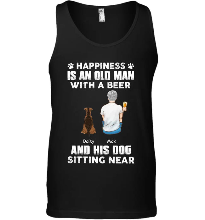 Happiness Is An Old Man - Personalized T-Shirt - Dog Lovers - TS-TT3802