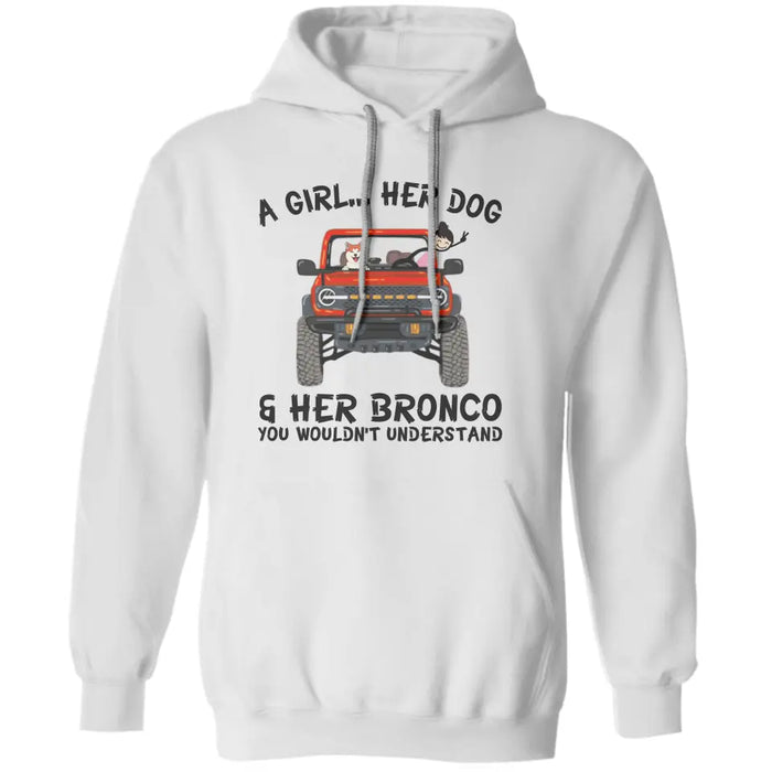 A girl, her dogs and her bronco dog, cat personalized T-Shirt TS-HR138