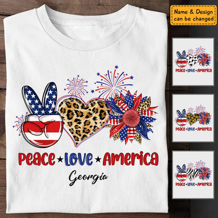 Peace Love America - Personalized Apparel - Gift For Girl, Mother, Grandmother 4th July - TS-TT3204