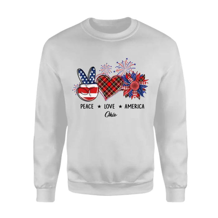 Peace Love America - Personalized Apparel - Gift For Girl, Mother, Grandmother 4th July - TS-TT3204