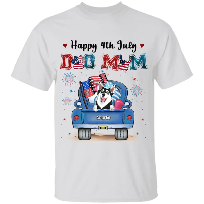 Happy 4th July Dog Mom- Personalized T-Shirt - 4th July TS - PT3841