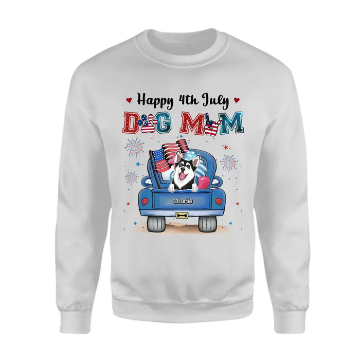 Happy 4th July Dog Mom- Personalized T-Shirt - 4th July TS - PT3841