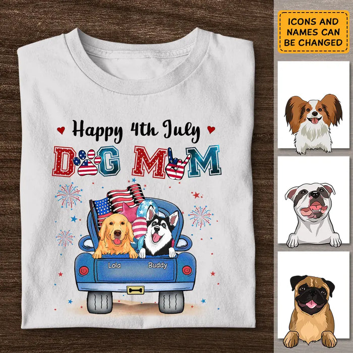 Happy 4th July Dog Mom- Personalized T-Shirt - 4th July TS - PT3841