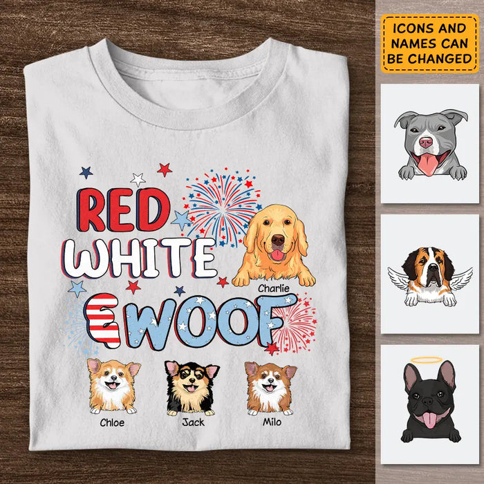 Red White & Woof - Personalized T-Shirt - 4th of July, Dog Lovers TS - TT3581