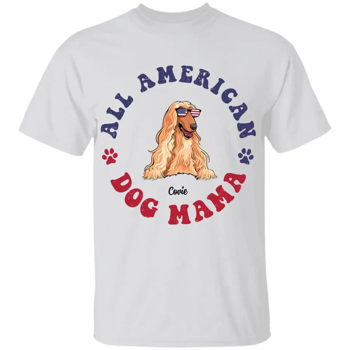 All American Dog Mama- Personalized T-Shirt - 4th July TS - PT3842