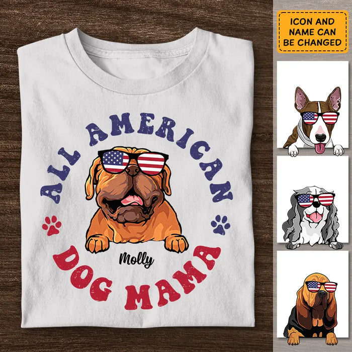 All American Dog Mama- Personalized T-Shirt - 4th July TS - PT3842