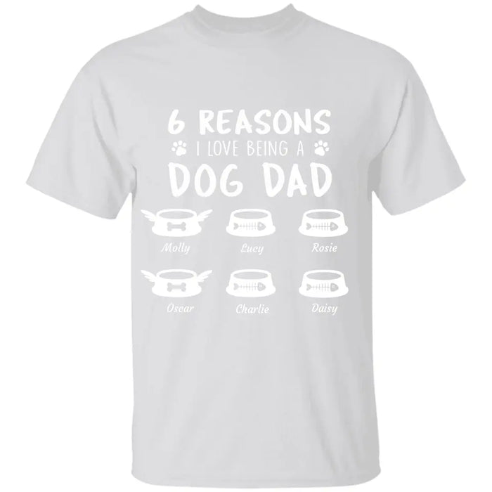 "Reasons I Love Being A Dog Dad" name, pet bowl personalized T-Shirt TS-HR56