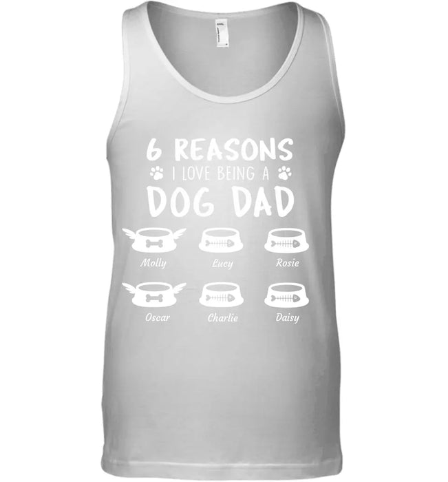 "Reasons I Love Being A Dog Dad" name, pet bowl personalized T-Shirt TS-HR56